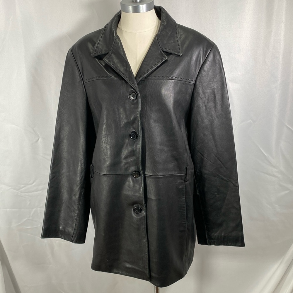 Anne Klein 2 lambskin leather jacket classic metropolitan biker office hippie XL